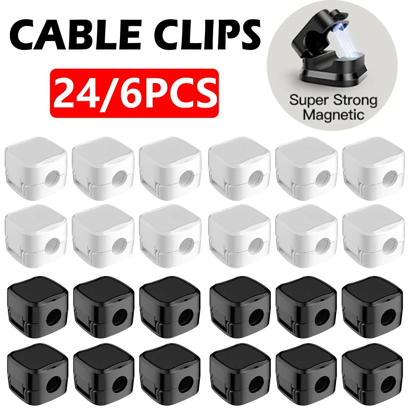 Wall Anchor Plastic - 6/12/24 Buah Klip Pengatur Kabel Magnetik