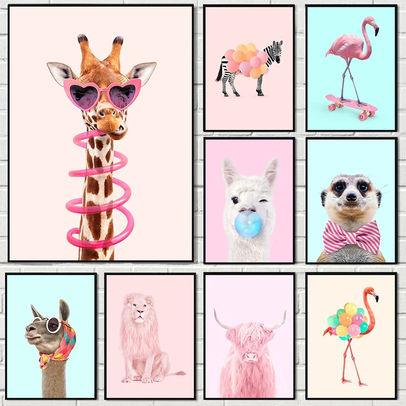 Home Improvement Kids - Poster Pesta Flamingo Zebra Jerapah Mode